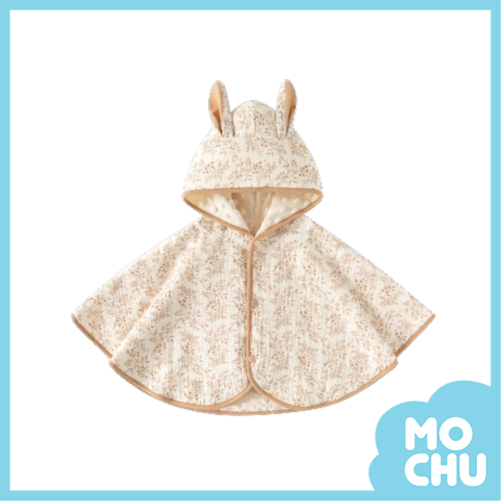 田園碎花豆豆絨披風