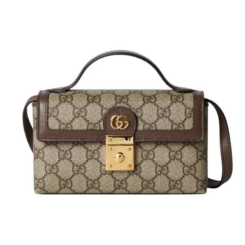 GUCCI Ophidia 迷你手袋 米色拼烏木色