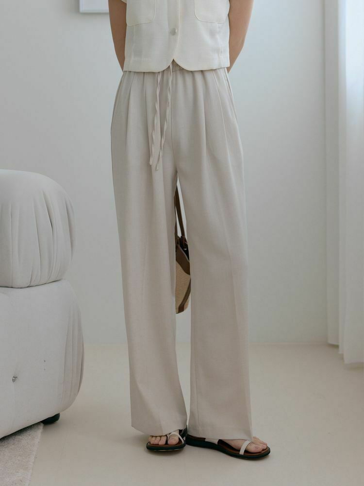不易皺高腰垂墜落地寬褲