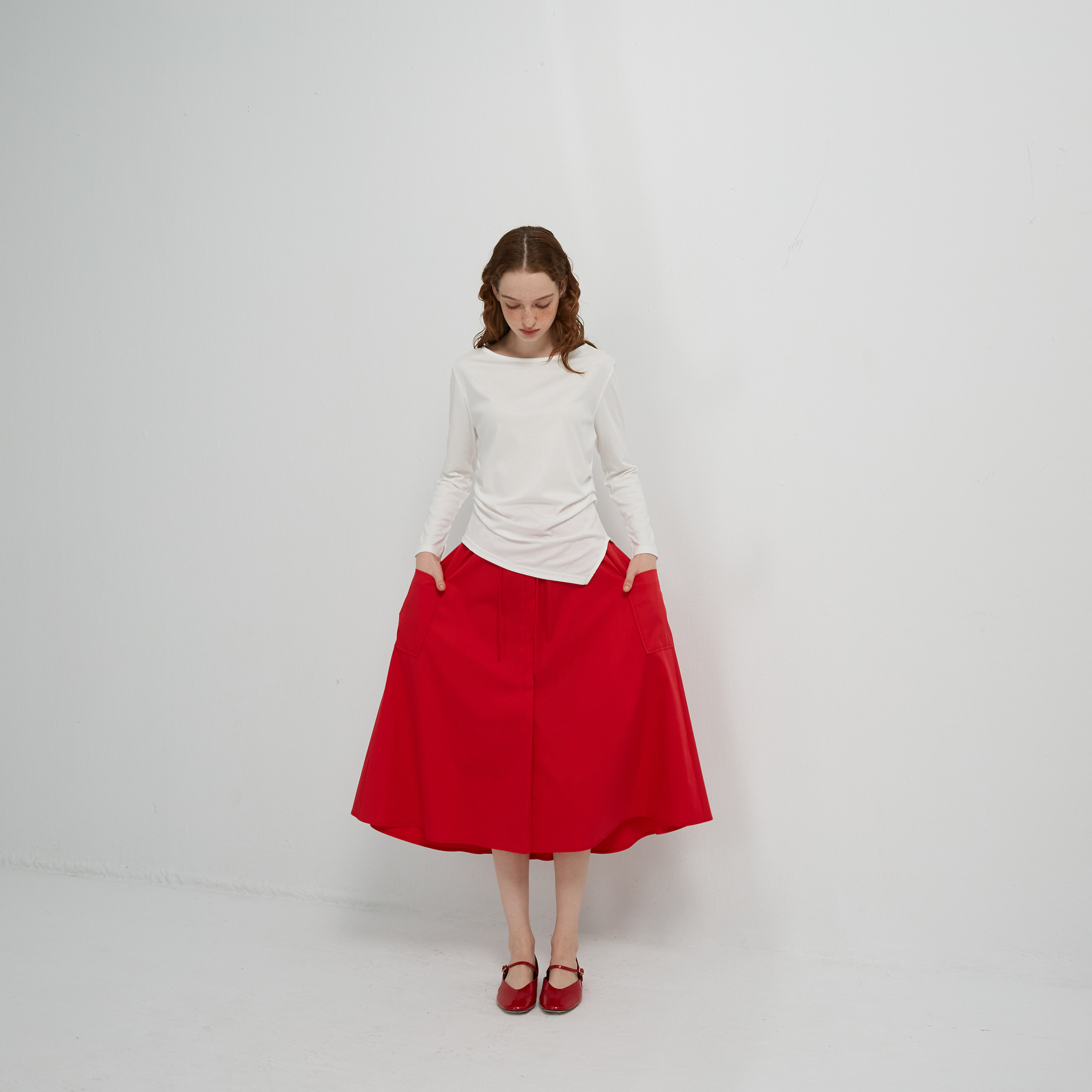 10 MOOn  Pima Cotton 匹馬棉白色造型長袖上衣