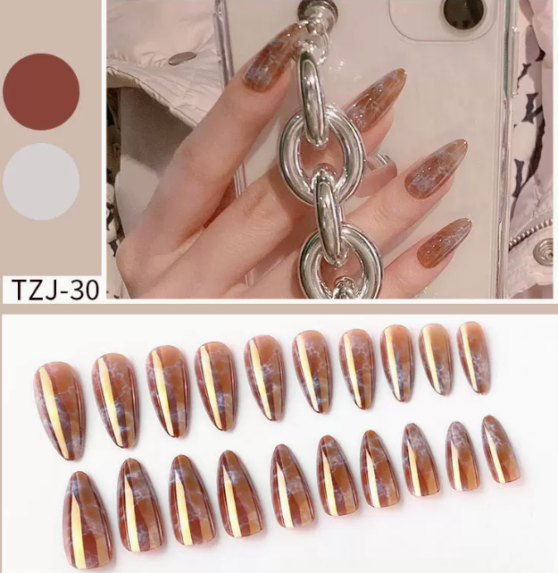 爆款美甲 流行穿戴甲片TZJ-30#（24片裝）