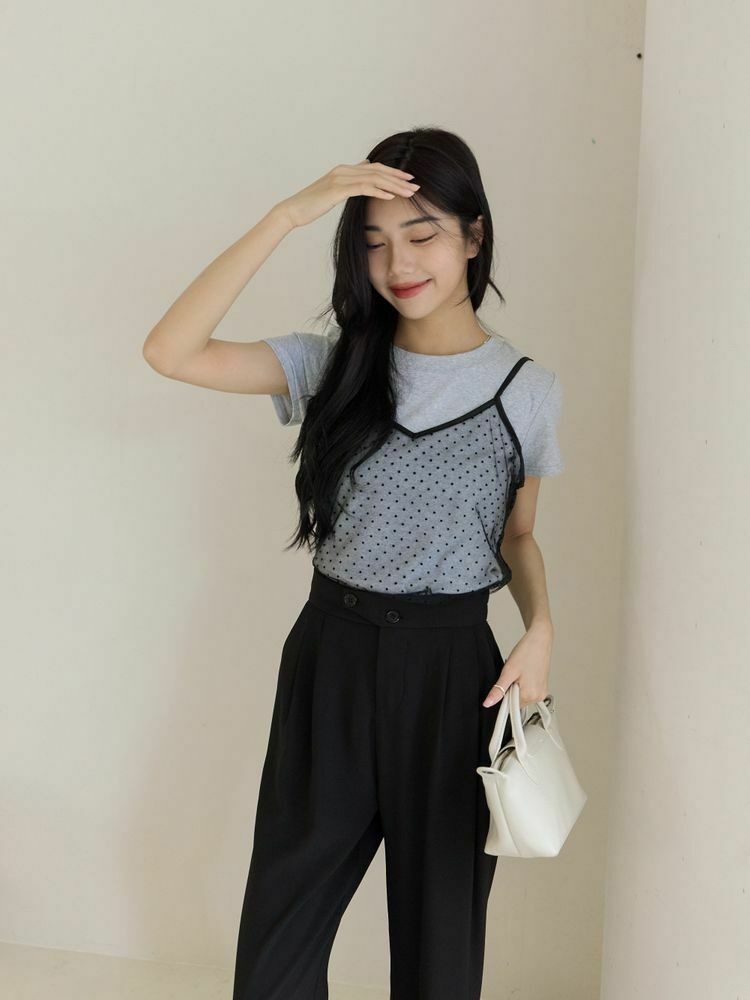 兩件式點點透紗套裝