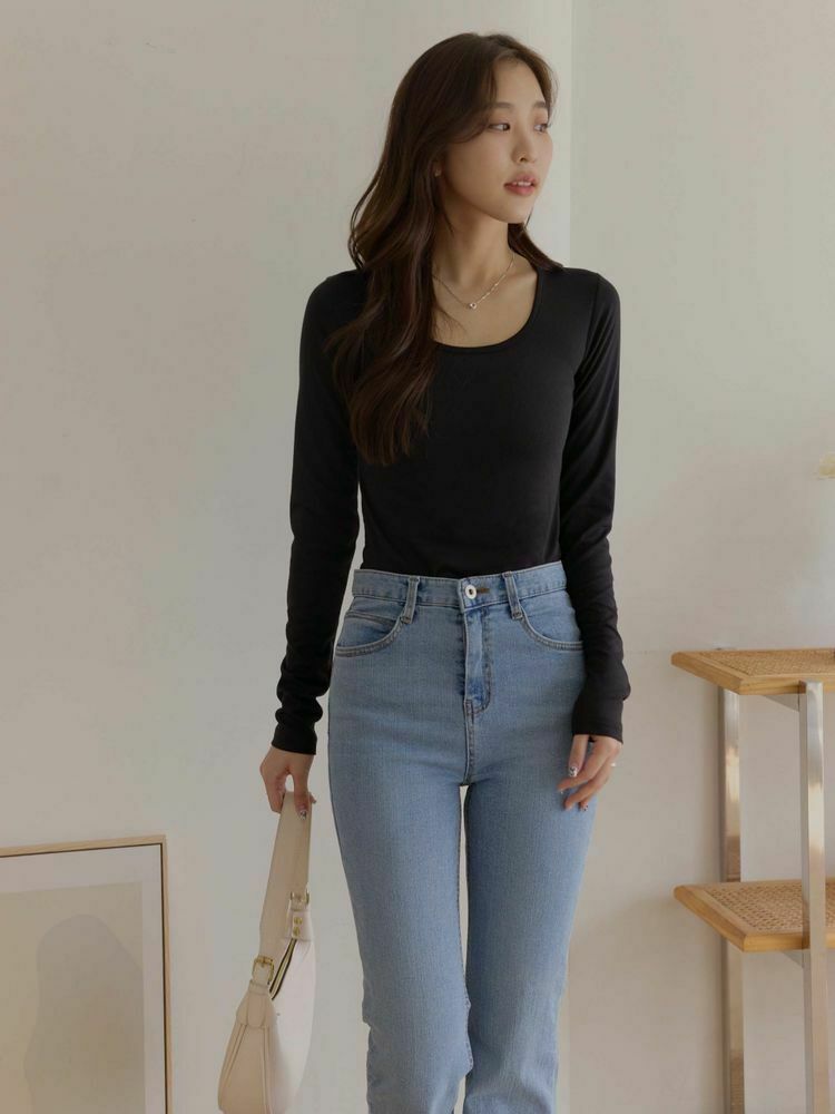 親膚彈性圓領上衣