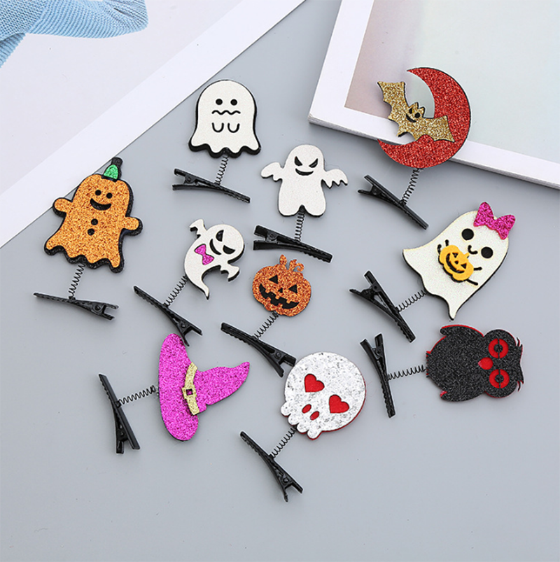 萬聖節骷髏頭南瓜幽靈彈簧髮夾 HW0723