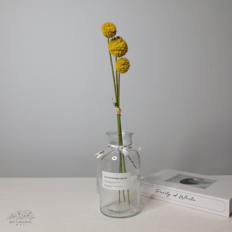 人造花 金仗球 黃 3入