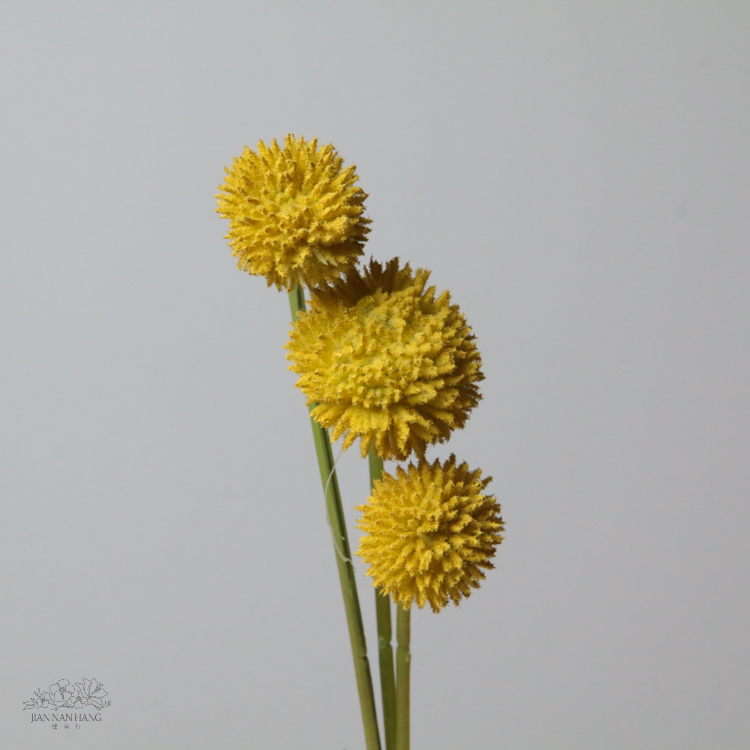 人造花 金仗球 黃 3入