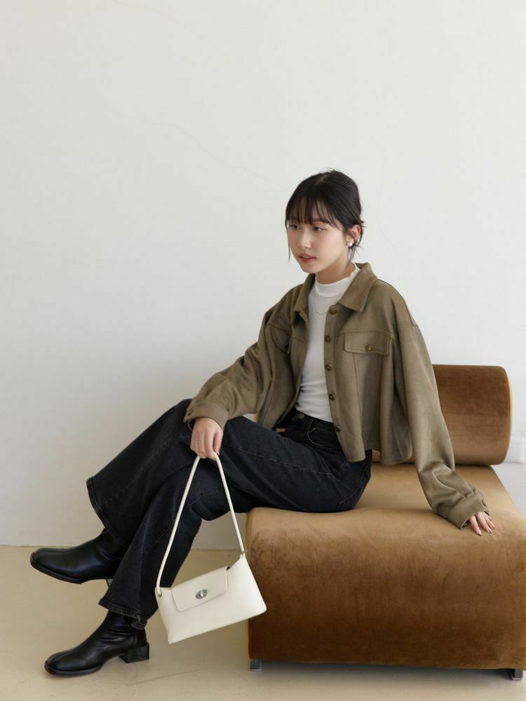 柔軟麂皮絨短版外套