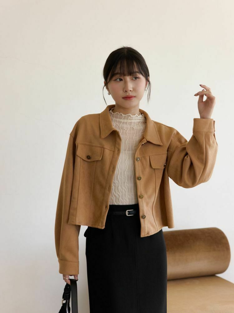 柔軟麂皮絨短版外套