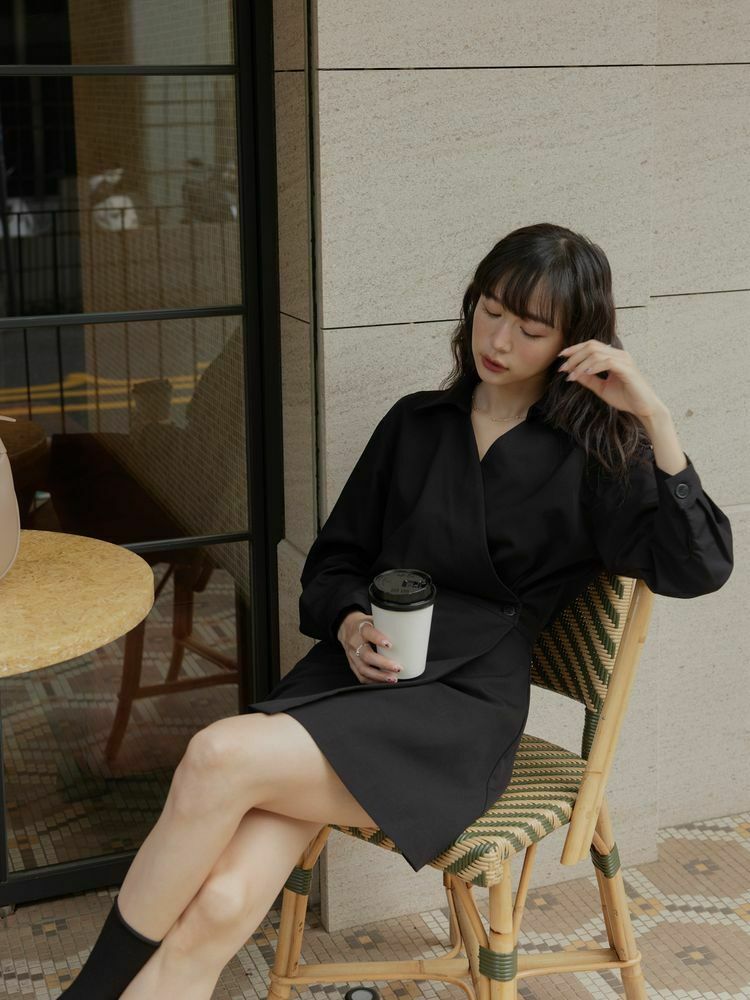 設計款V領顯瘦雙層短洋