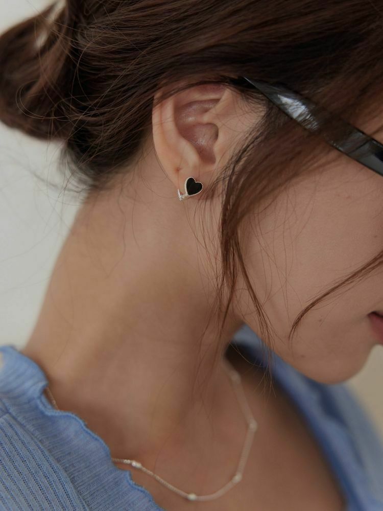 俏皮雙面小愛心耳環(925純銀)