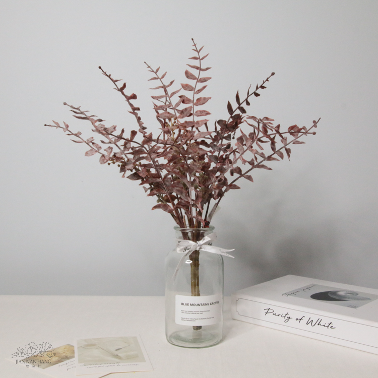 人造葉 9頭波絲葉束 深咖