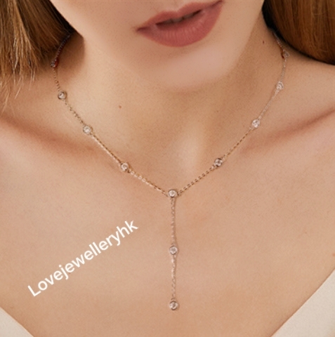 莫桑鑽Y形長款頸鍊    N1.1.C017