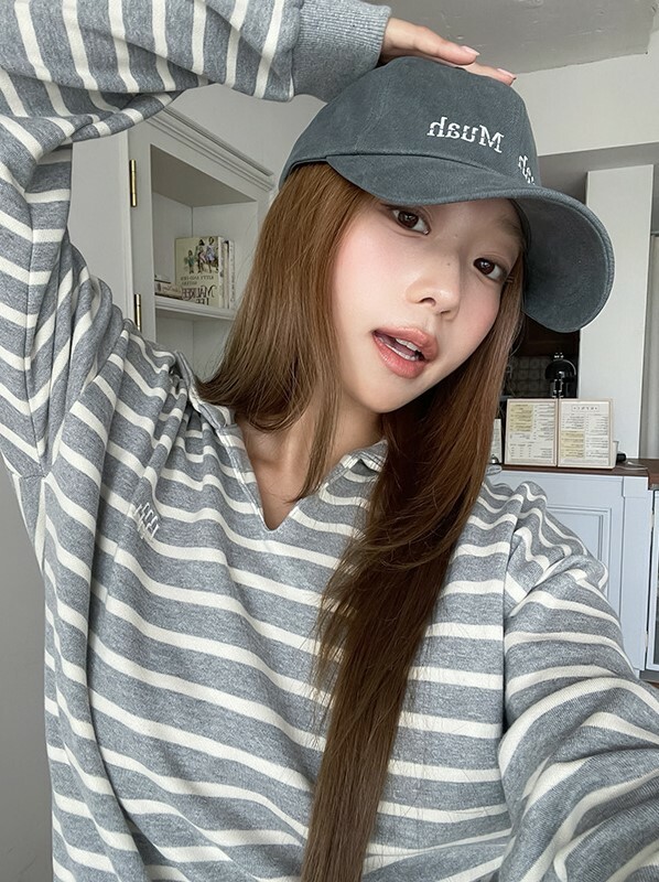 韓國muahmuah授權 復古洗舊感縫線LOGO棒球帽