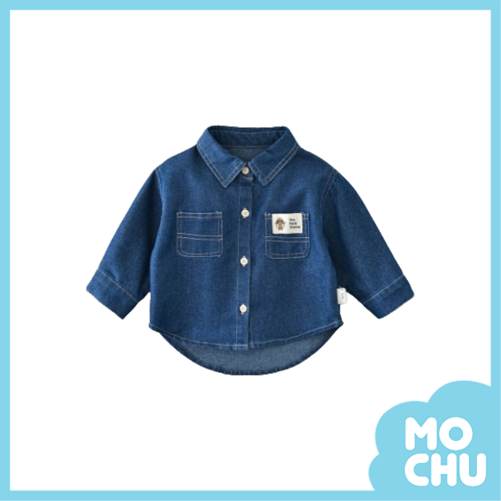 深藍白標牛仔襯衫