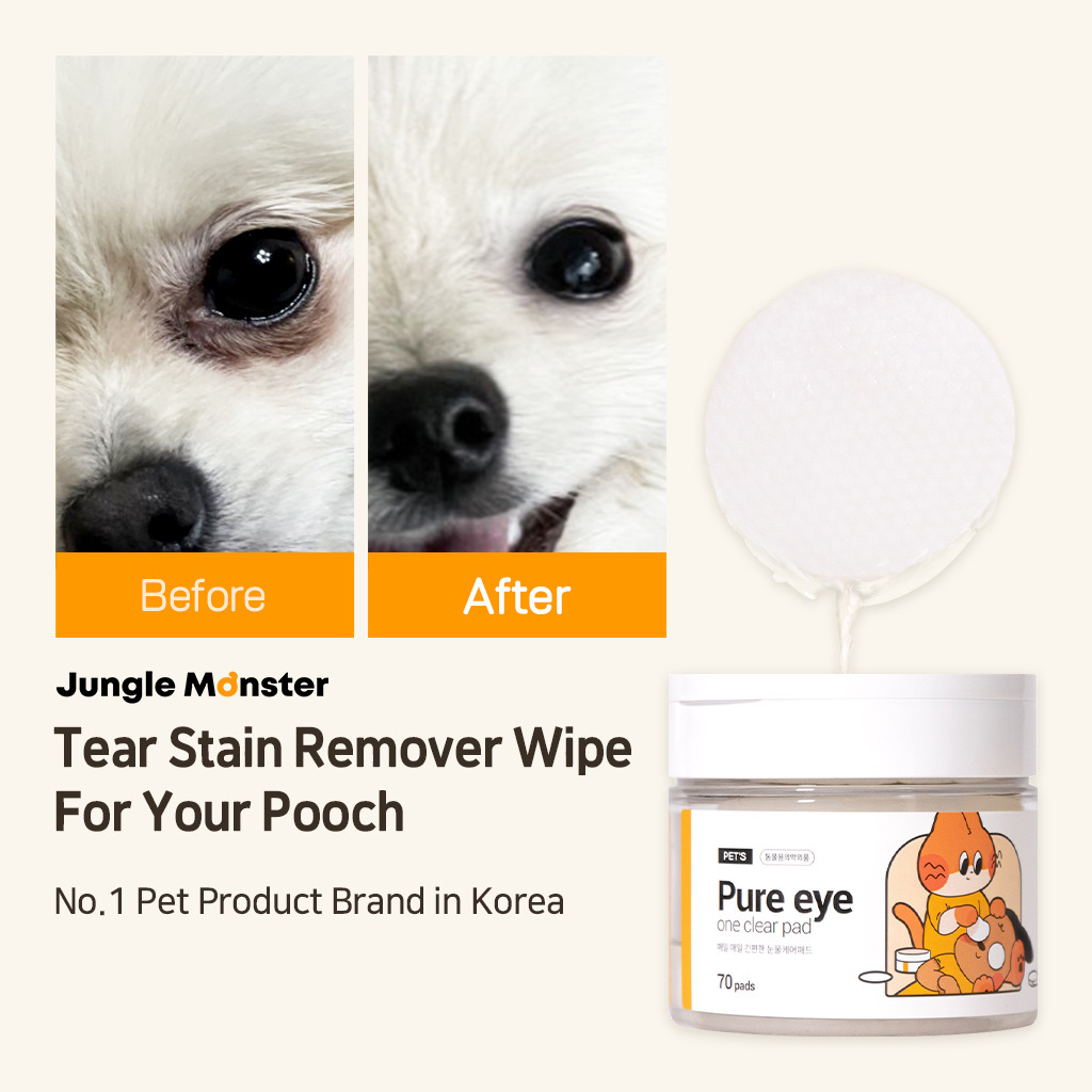 Jungle Monster韓國寵物眼部淚痕清潔棉濕紙巾 70片（貓狗適用）