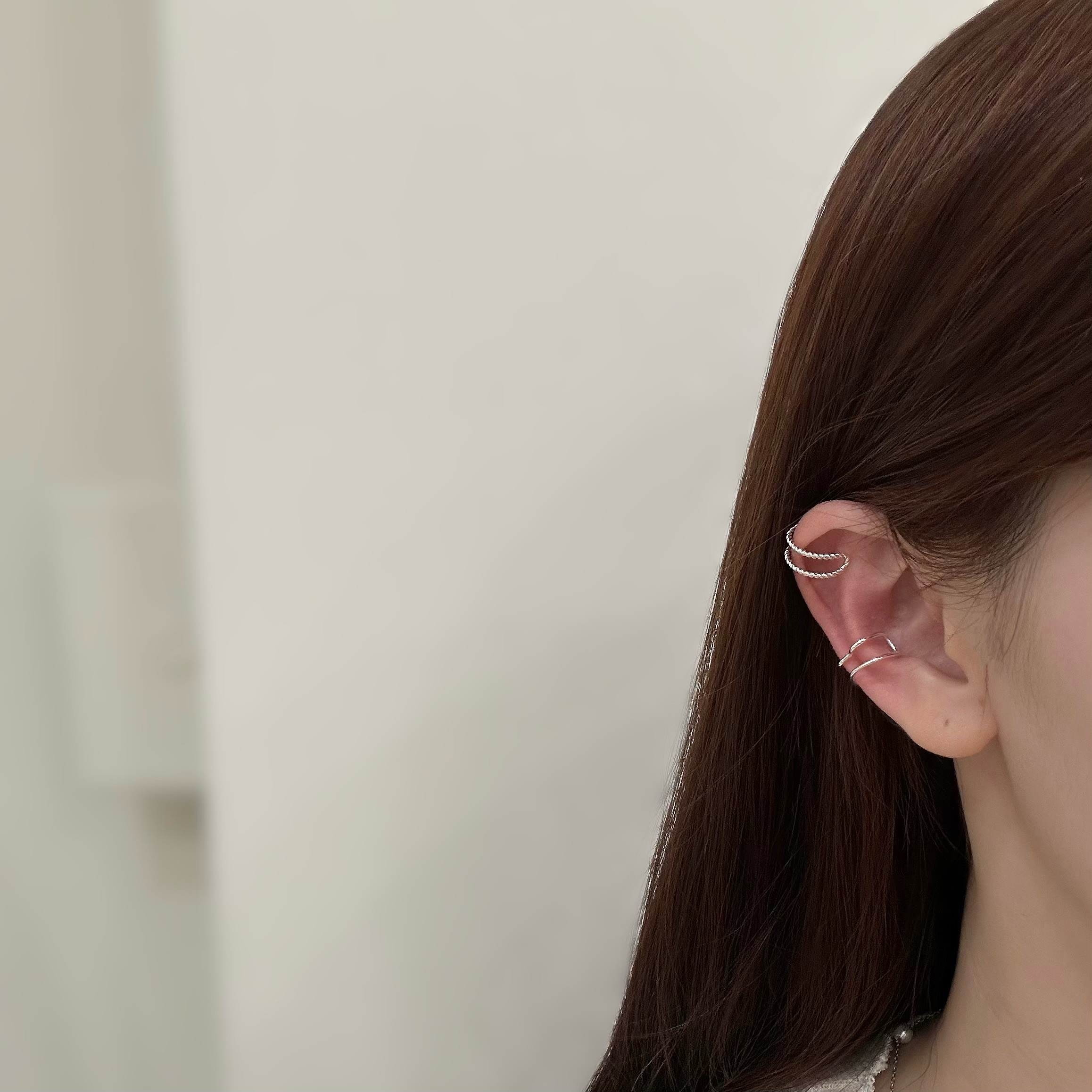 【純銀】Z38愛心雙層純銀耳骨扣