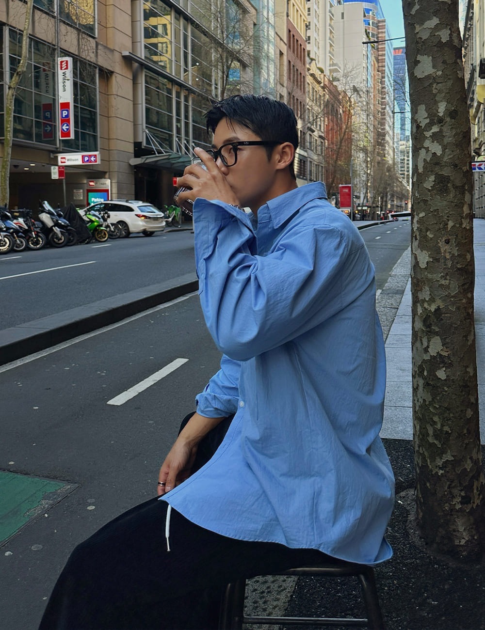 兩口袋長袖襯衫