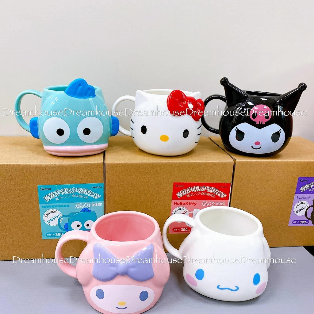 🇯🇵日本限定 三麗鷗 人魚漢頓 凱蒂貓 酷洛米 美樂蒂 大耳狗 陶瓷大臉馬克杯 咖啡杯