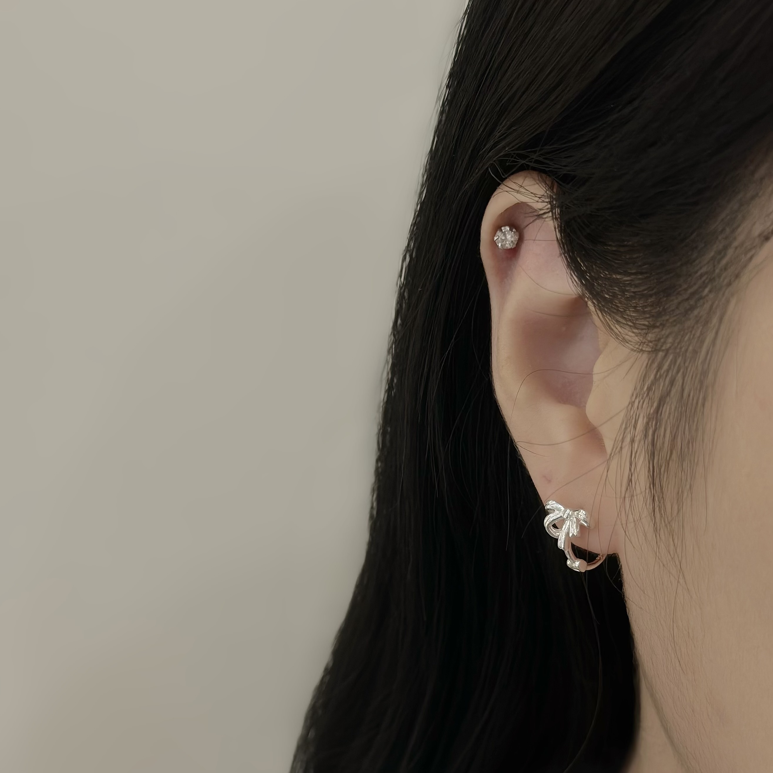 Z09立體蝴蝶結純銀易扣