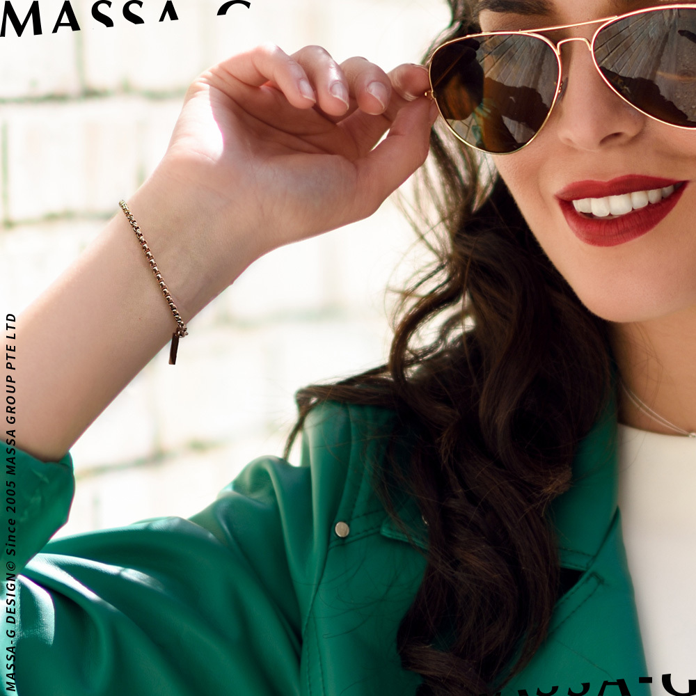 MASSA-G【Muse謬斯之鍊】金屬鍺錠玫瑰金鋼手鍊(3MM)