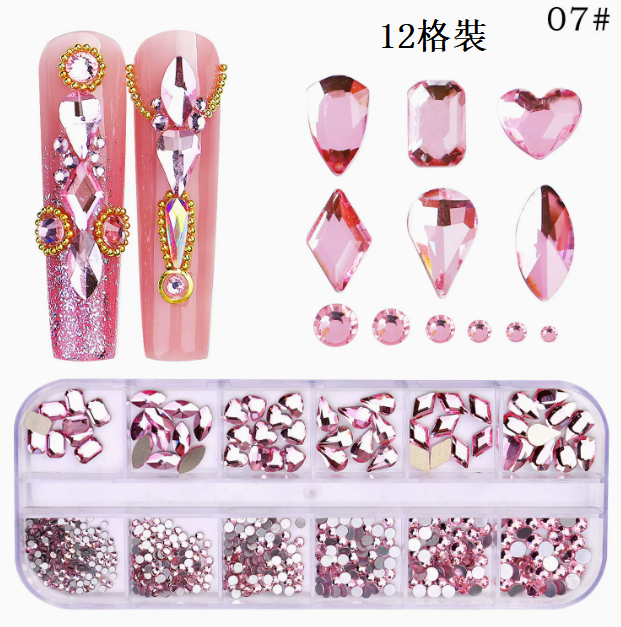 Hot Recommended Nail Art Accessories Special Shaped Flat Bottom Rhinestones 12-Gate Pack (07)