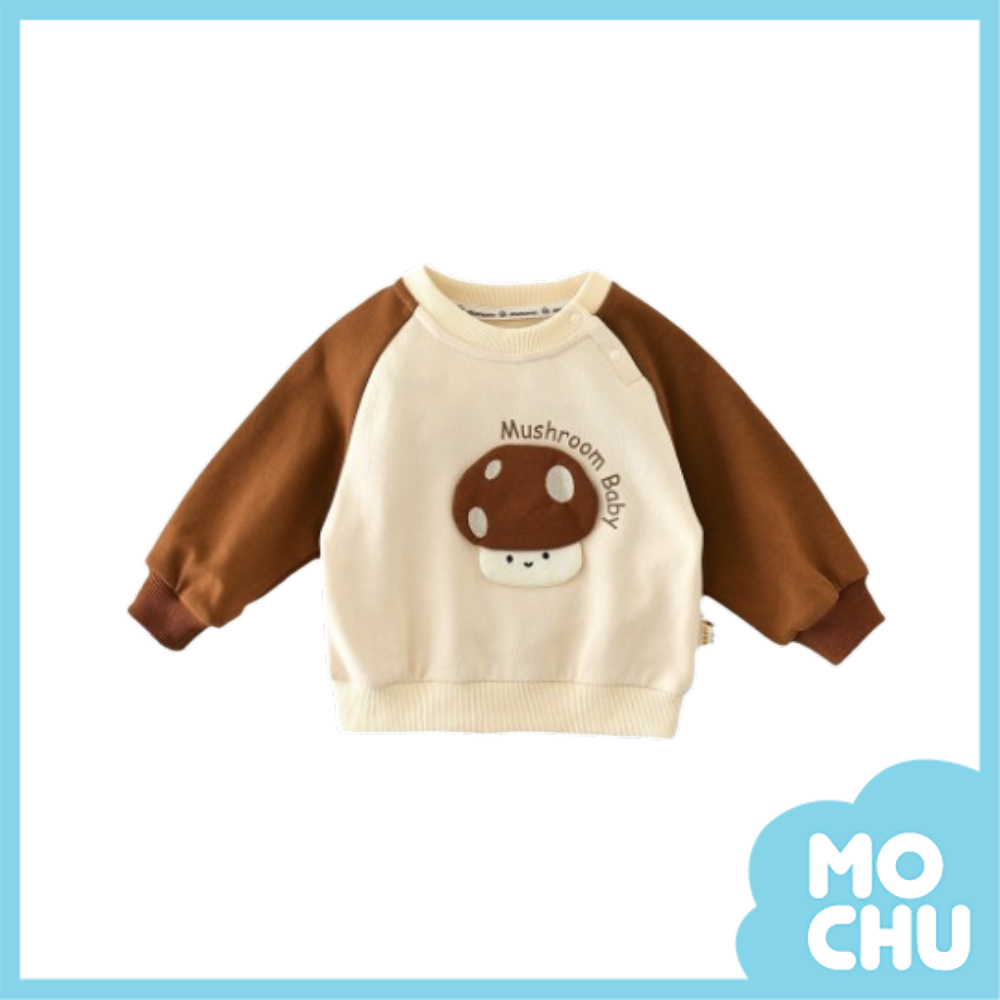 (73cm現貨)蘑菇baby拼接長袖上衣