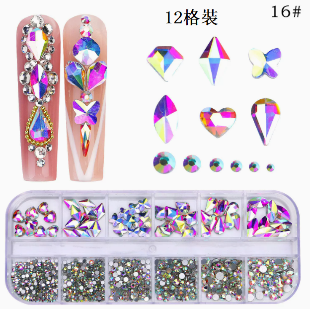 Hot Recommended Nail Art Accessories Special Shaped Flat Bottom Rhinestones 12-Gate Pack (16)