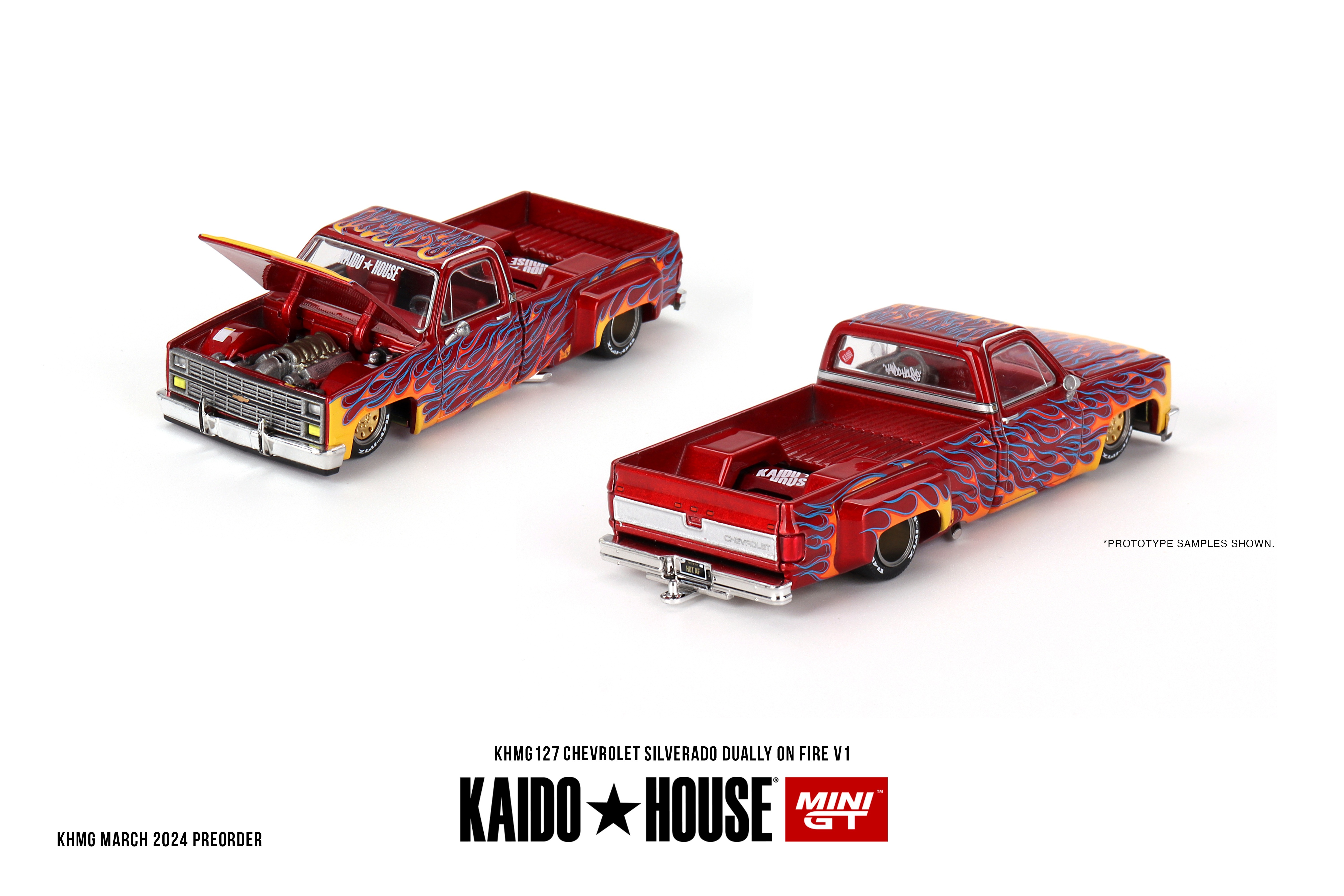 Mini GT 1/64 [Kaidohouse x MINI GT] Chevrolet Silverado Dually on Fire V1
