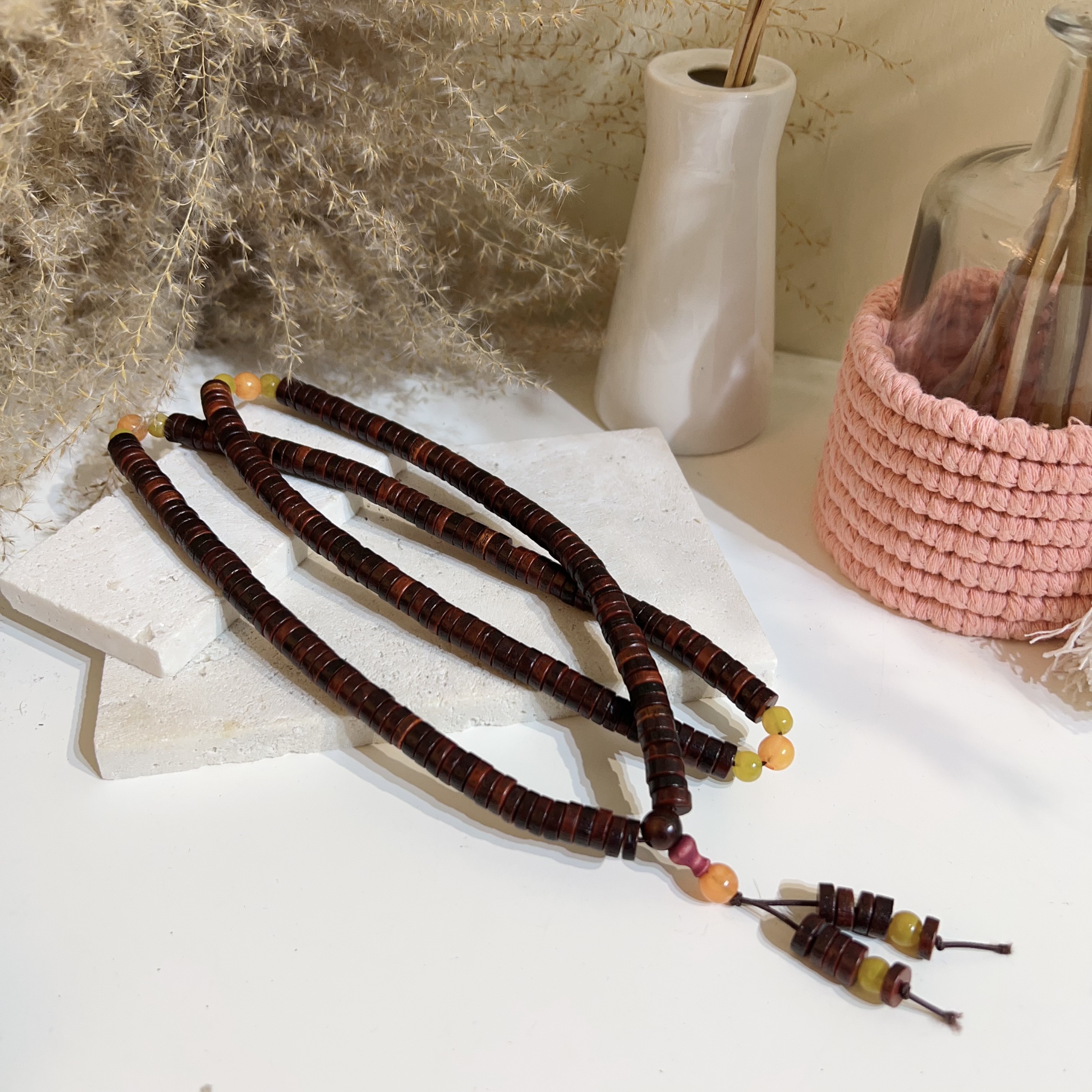 血檀木蜜蠟四圈長頸鏈