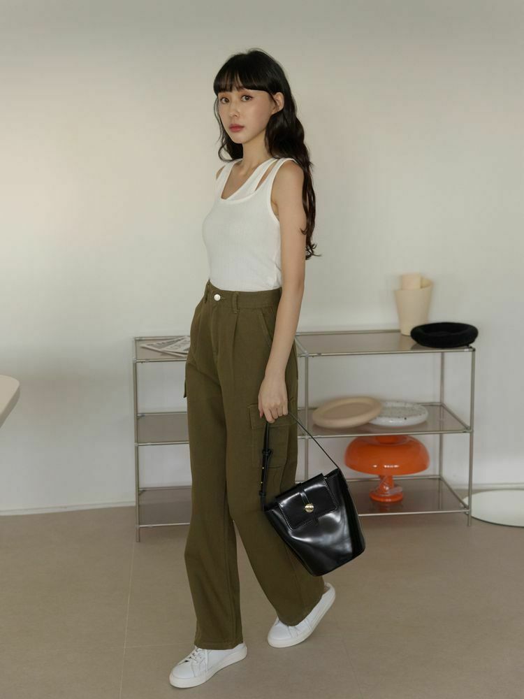 假兩件坑紋棉背心