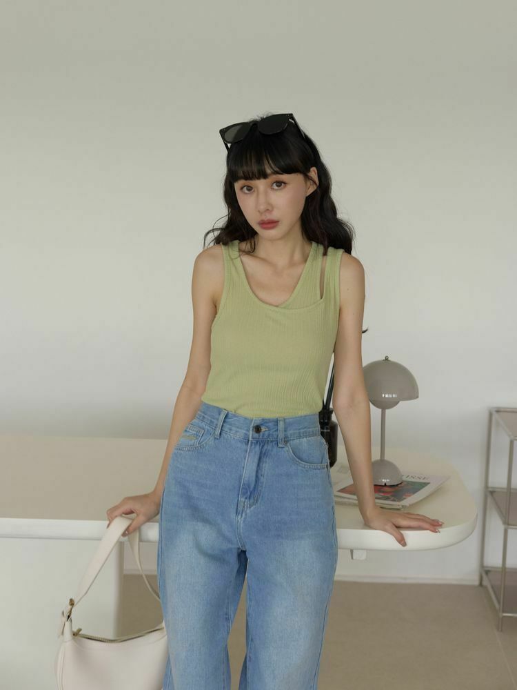 假兩件坑紋棉背心