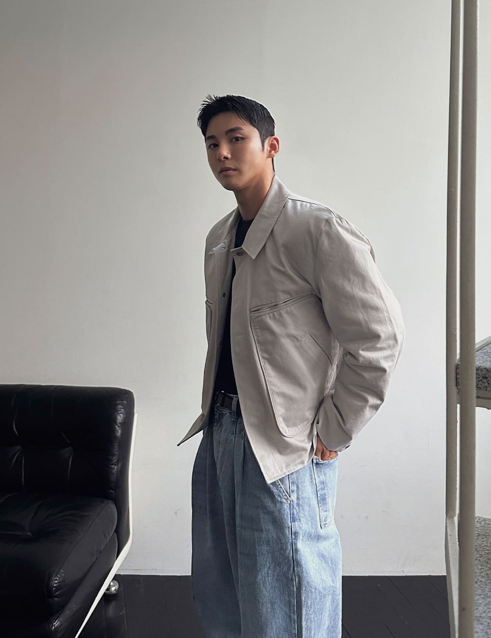 扣環立體口袋夾克外套