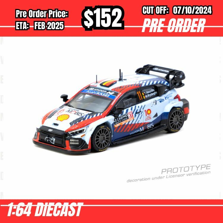 PO-$152 * Tarmac * 1:64 Hyundai i20 N Rally1 Hybrid Rallye Monte-Carlo 2024 Winner Thierry Neuville / Martijn Wydaeghe [OD24/09]