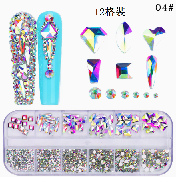 Hot Recommended Nail Art Accessories Special Shaped Flat Bottom Rhinestones 12-Gate Pack (04)