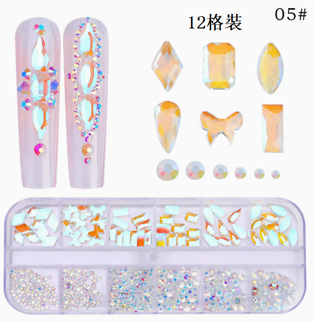 Hot Recommended Nail Art Accessories Special Shaped Flat Bottom Rhinestones 12-Gate Pack (05)