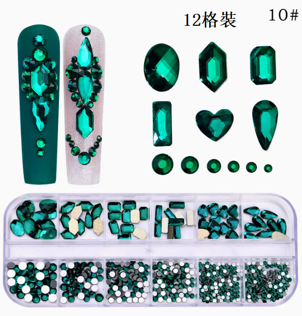 Hot Recommended Nail Art Accessories Special Shaped Flat Bottom Rhinestones 12-Gate Pack (10)