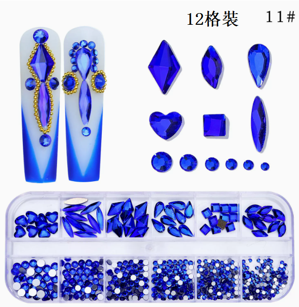 Hot Recommended Nail Art Accessories Special Shaped Flat Bottom Rhinestones 12-Gate Pack (11)