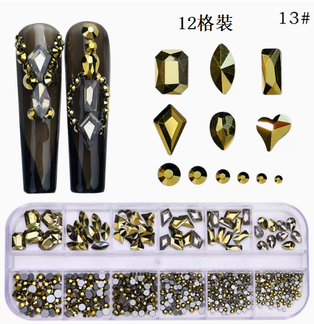 Hot Recommended Nail Art Accessories Special Shaped Flat Bottom Rhinestones 12-Gate Pack (13)
