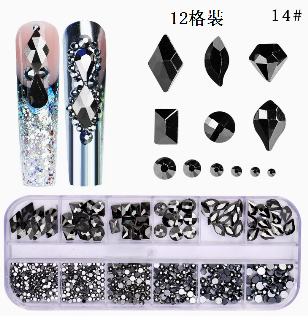 Hot Recommended Nail Art Accessories Special Shaped Flat Bottom Rhinestones 12-Gate Pack (14)