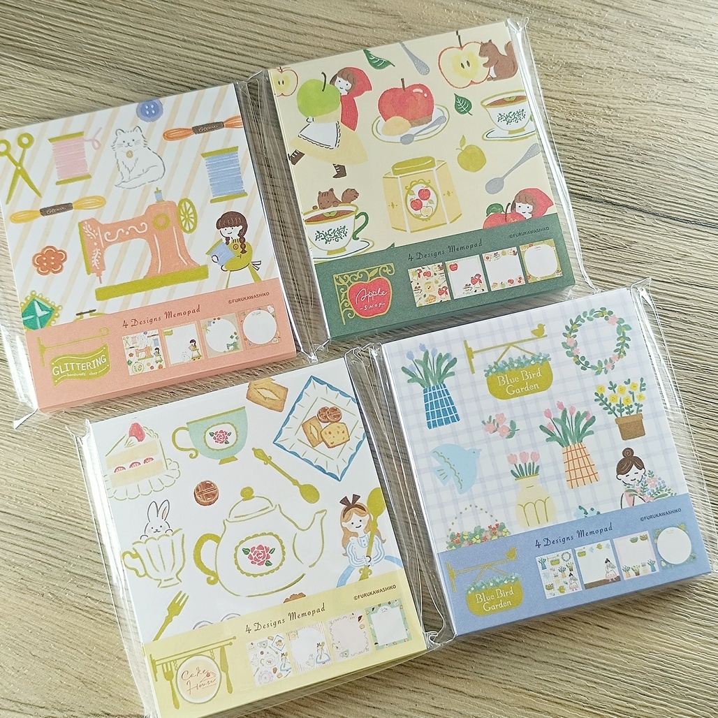 日本古川紙工 商店系列 4圖案方形便條紙本 共四款