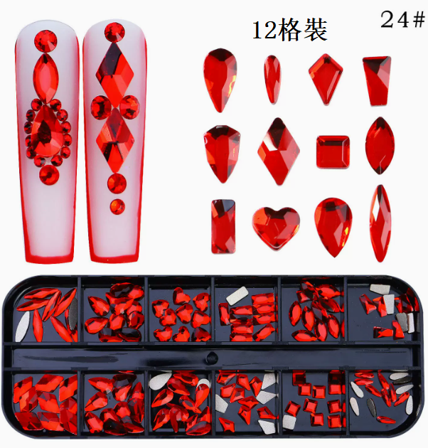 Hot Recommended Nail Art Accessories Special Shaped Flat Bottom Rhinestones 12-Gate Pack (24)