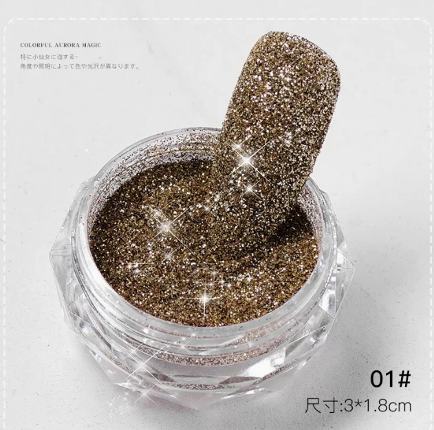 熱推美甲飾品 水晶碎鑽閃粉01#02#（小瓶裝）下單後跟客服確認發貨款式