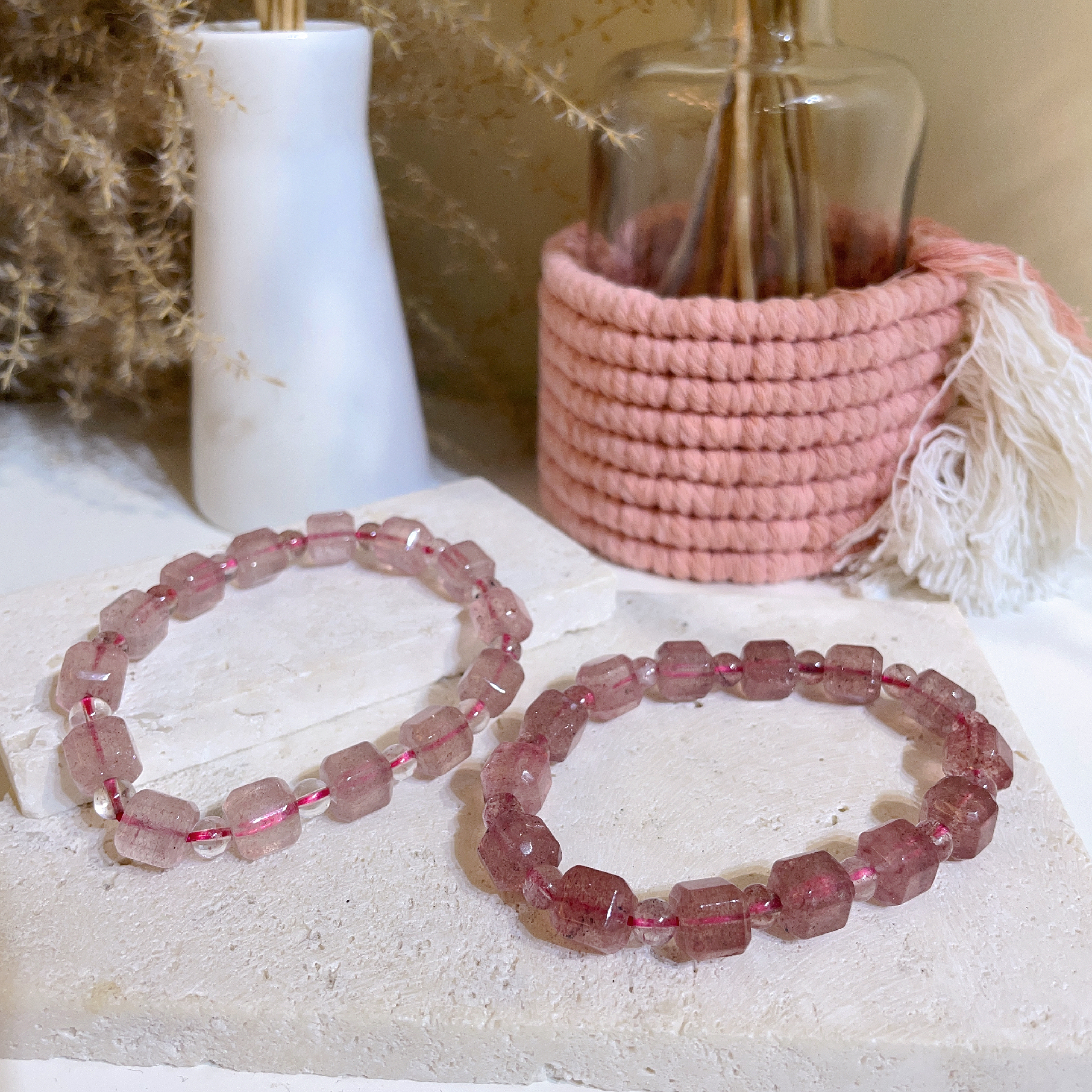 草莓晶方糖手串 8mm