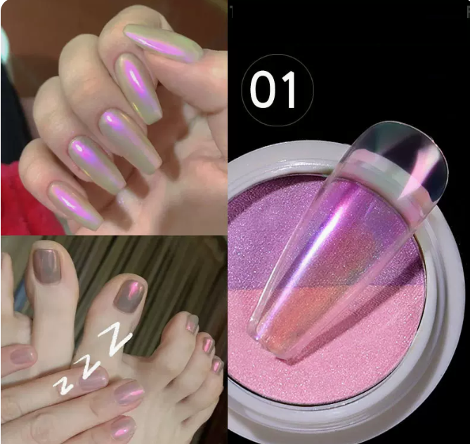 Hot Recommended Nail Art Accessories: Nail Art Solid Two-Color Aurora Powder #1~#4 (Small Bottle) After placing an order, please confirm the delivery style with customer service