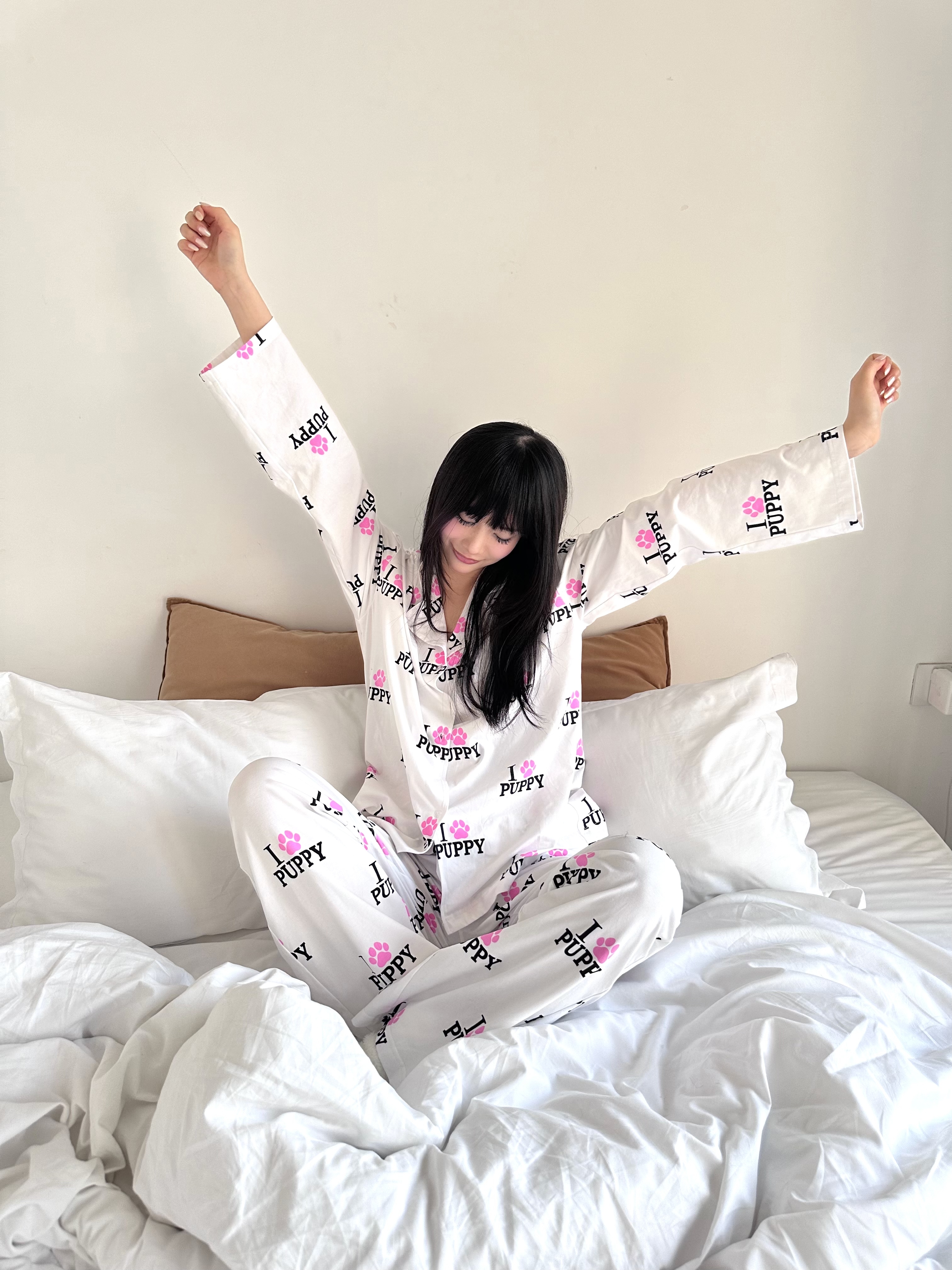 ArtByTastybabe 我愛小狗 英文印花 純棉舒適居家睡衣 套裝