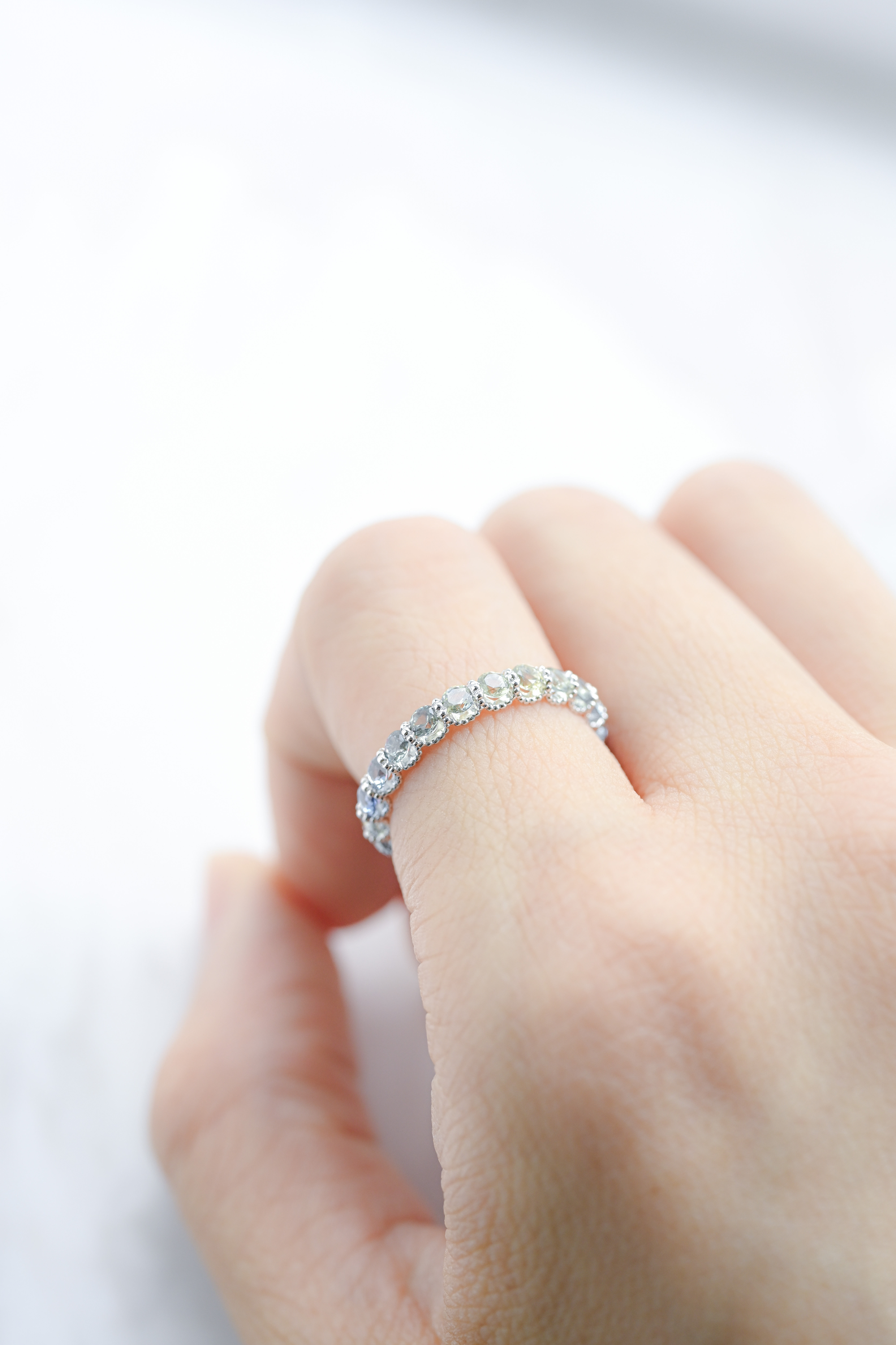 18K Blue Sapphire (Gradient Color) Full Eternity Ring