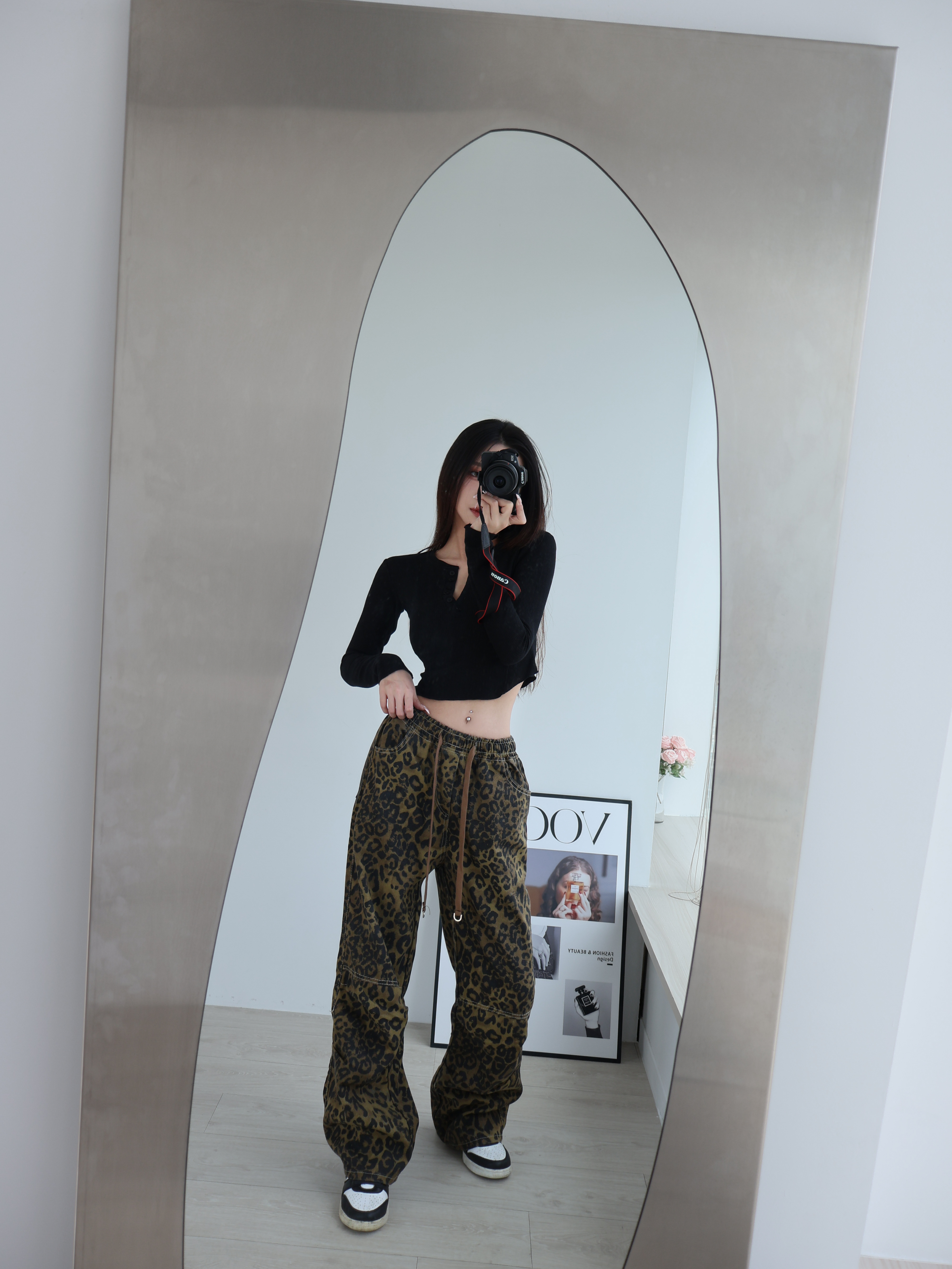 美式豹紋落地褲