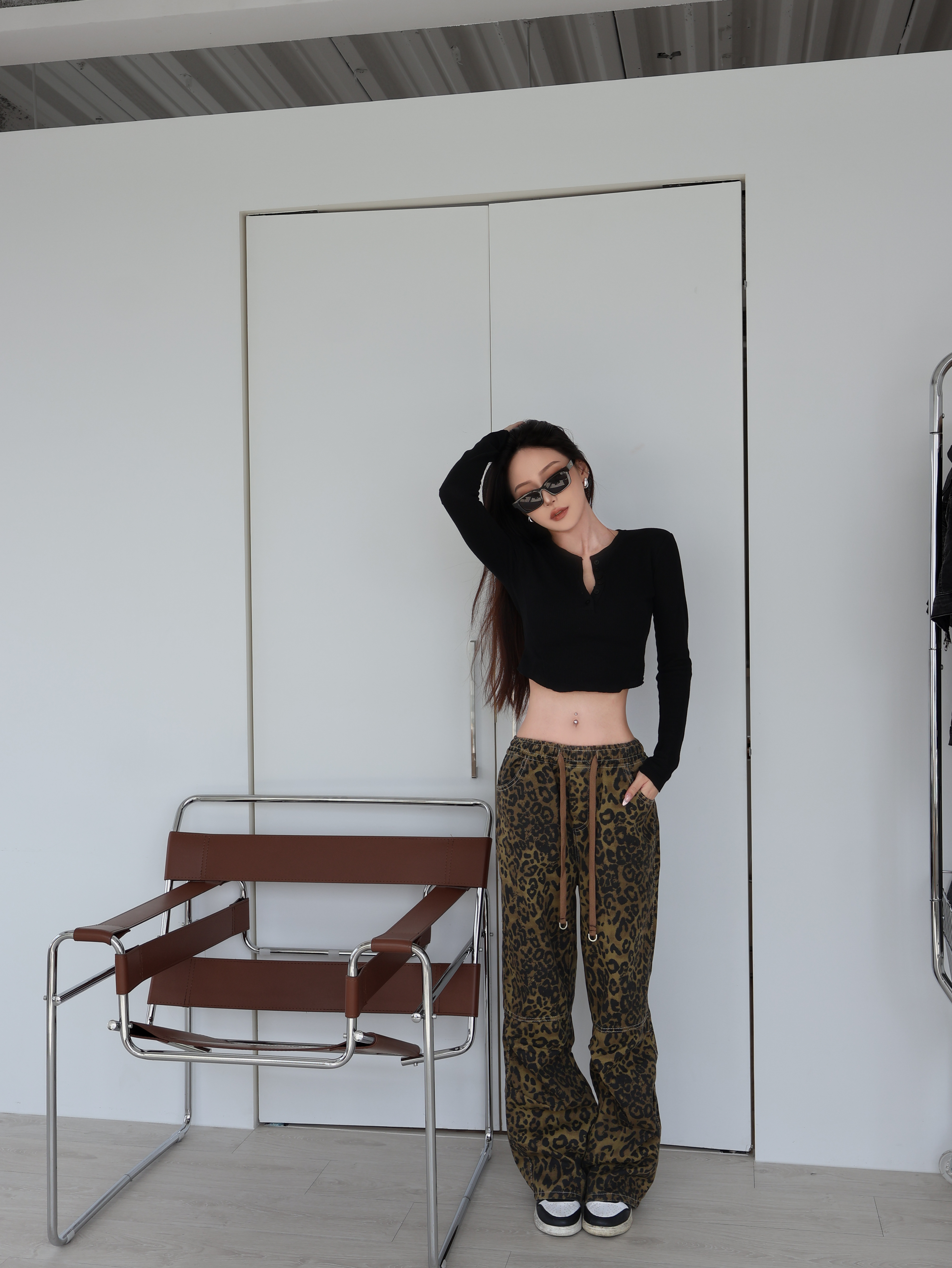 美式豹紋落地褲