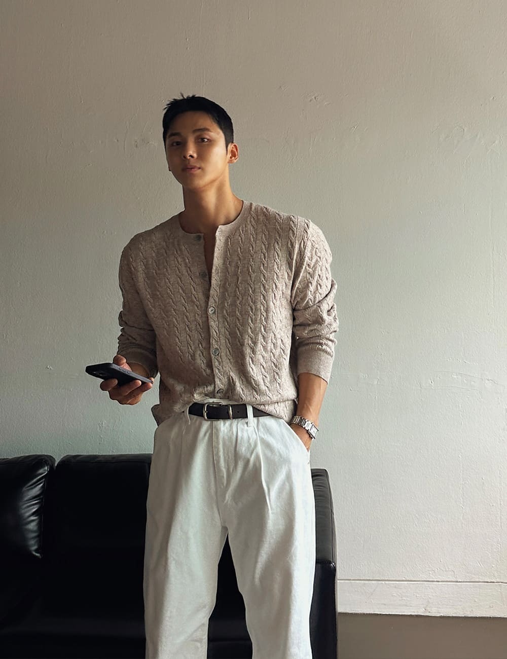 輕扭紋圓形開襟衫