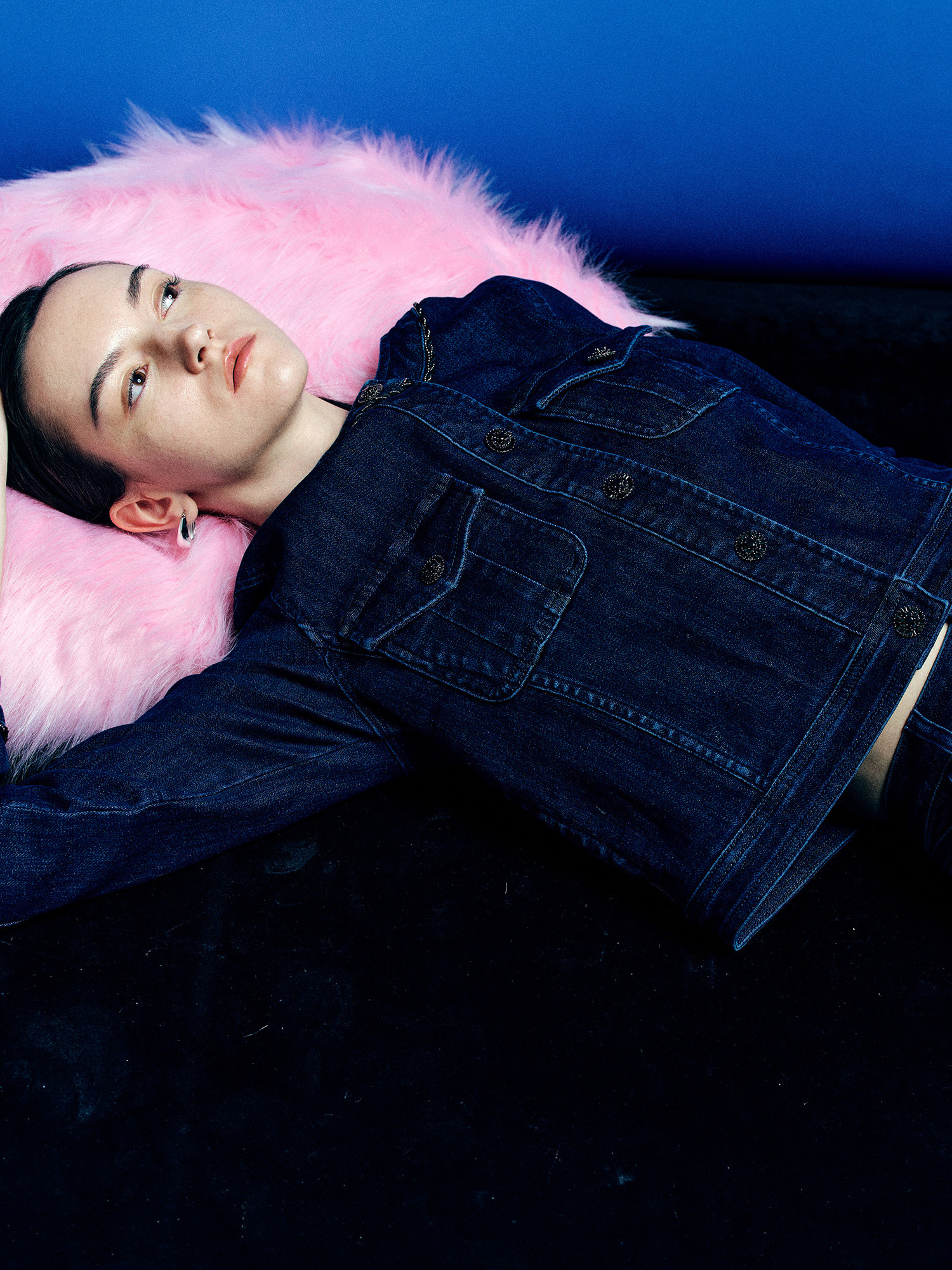 mi-tu 閃石鈕扣牛仔洗水外套